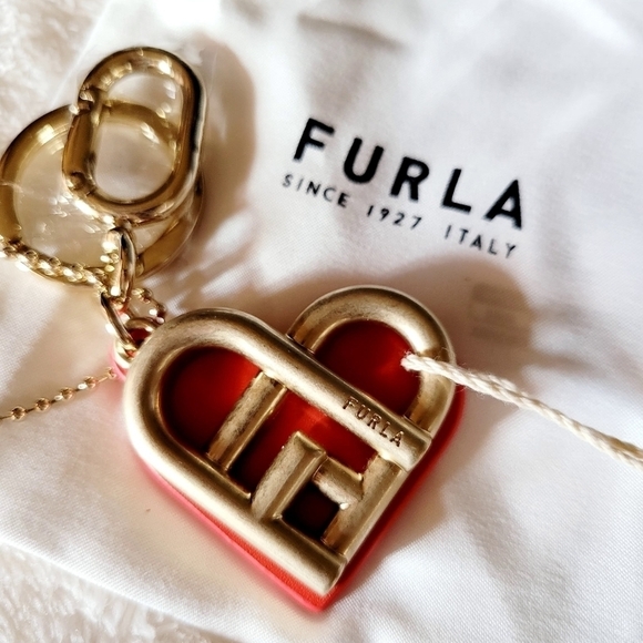 FURLA Keychain Bag Charm Red Heart - Picture 1 of 6